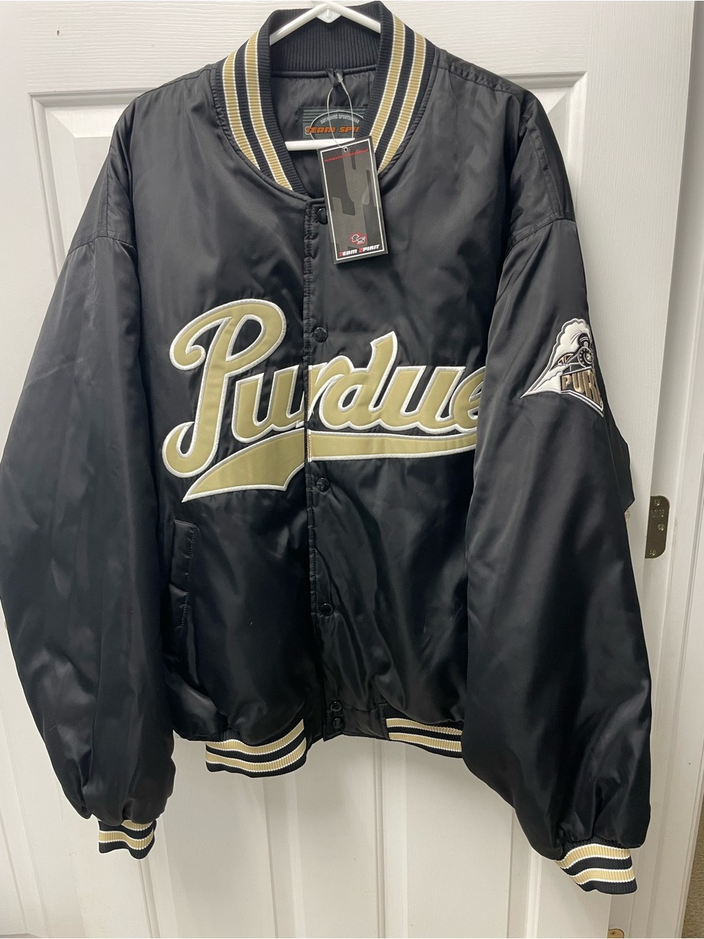 Purdue Black & Gold Satin Bomber Jacket